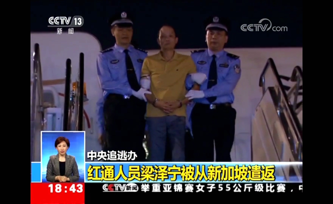 中央追逃辦紅通人員梁澤寧被從新加坡遣返