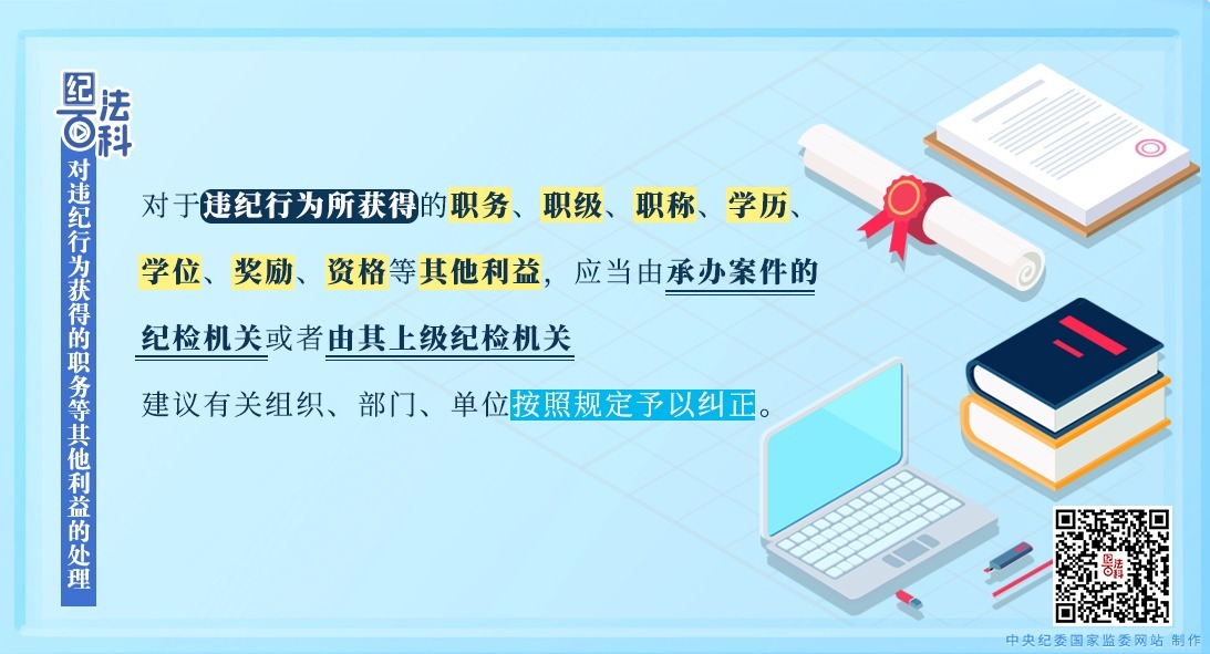 紀法百科｜對違紀行為獲得的職務等其他利益的處理
