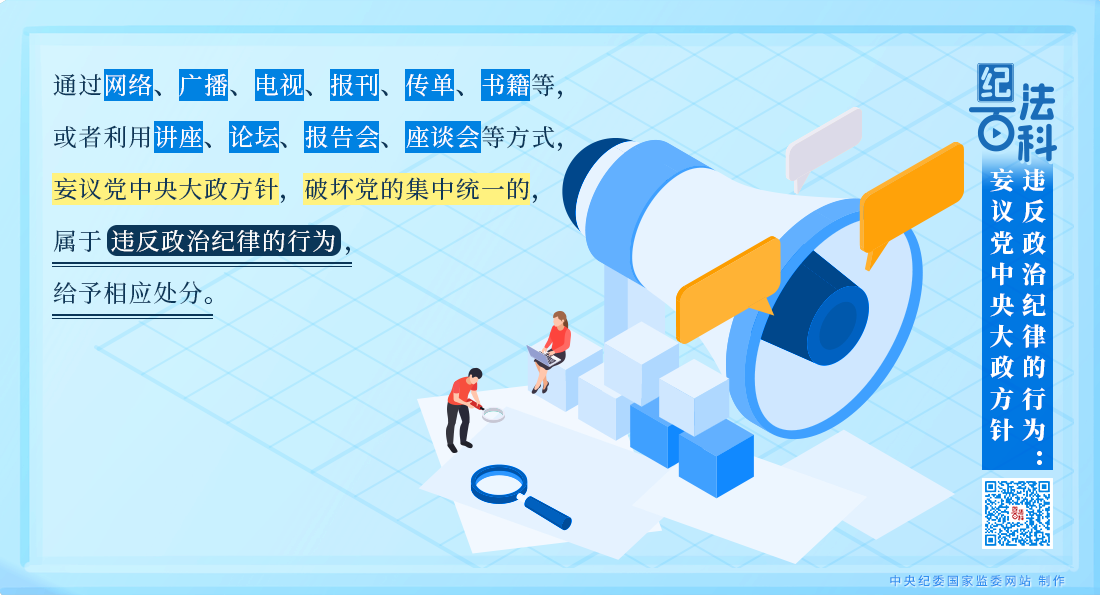 紀法百科丨違反政治紀律的行為：妄議黨中央大政方針