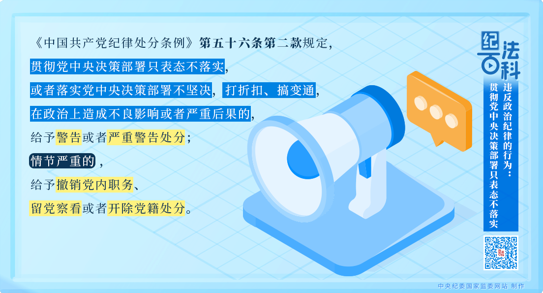 紀法百科丨違反政治紀律的行為：貫徹黨中央決策部署只表態不落實