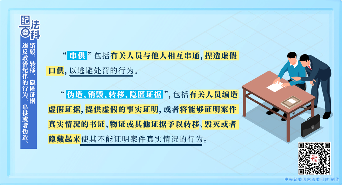 紀法百科丨違反政治紀律的行為：串供或者偽造、銷毀、轉移、隱匿證據